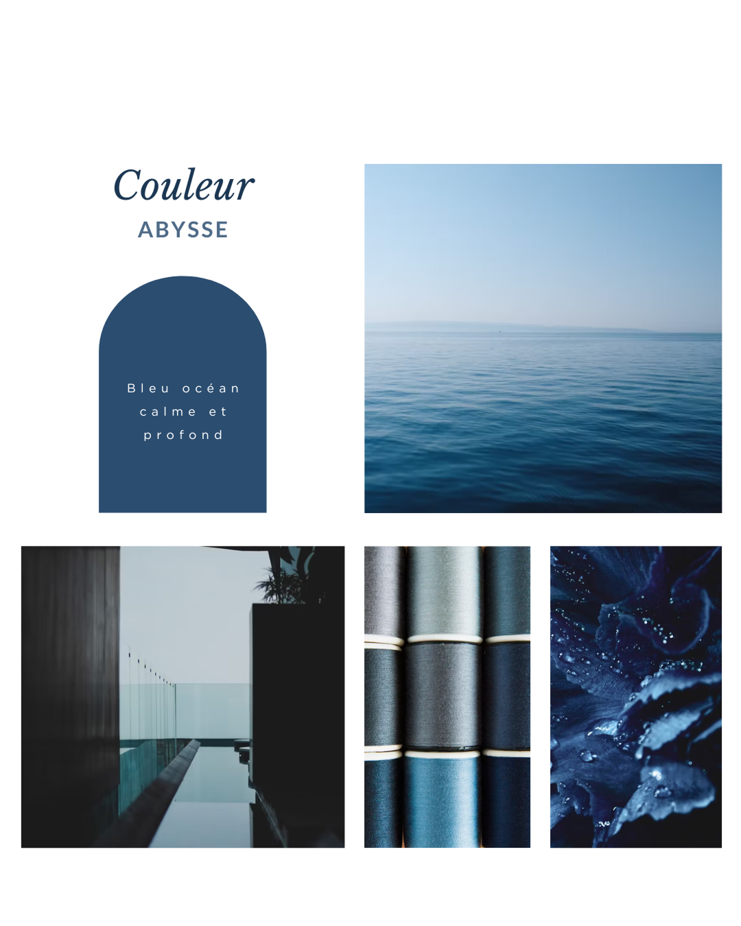 Mood board autour de la couleur Abysse